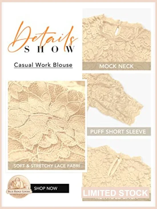 Lace Floral Long Sleeve Blouse Elegant Chic Dressy Casual Tops - Picture 5 of 7